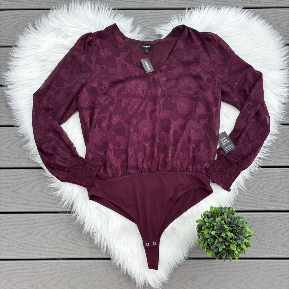 Express Long Sleeve Maroon Bodysuit
